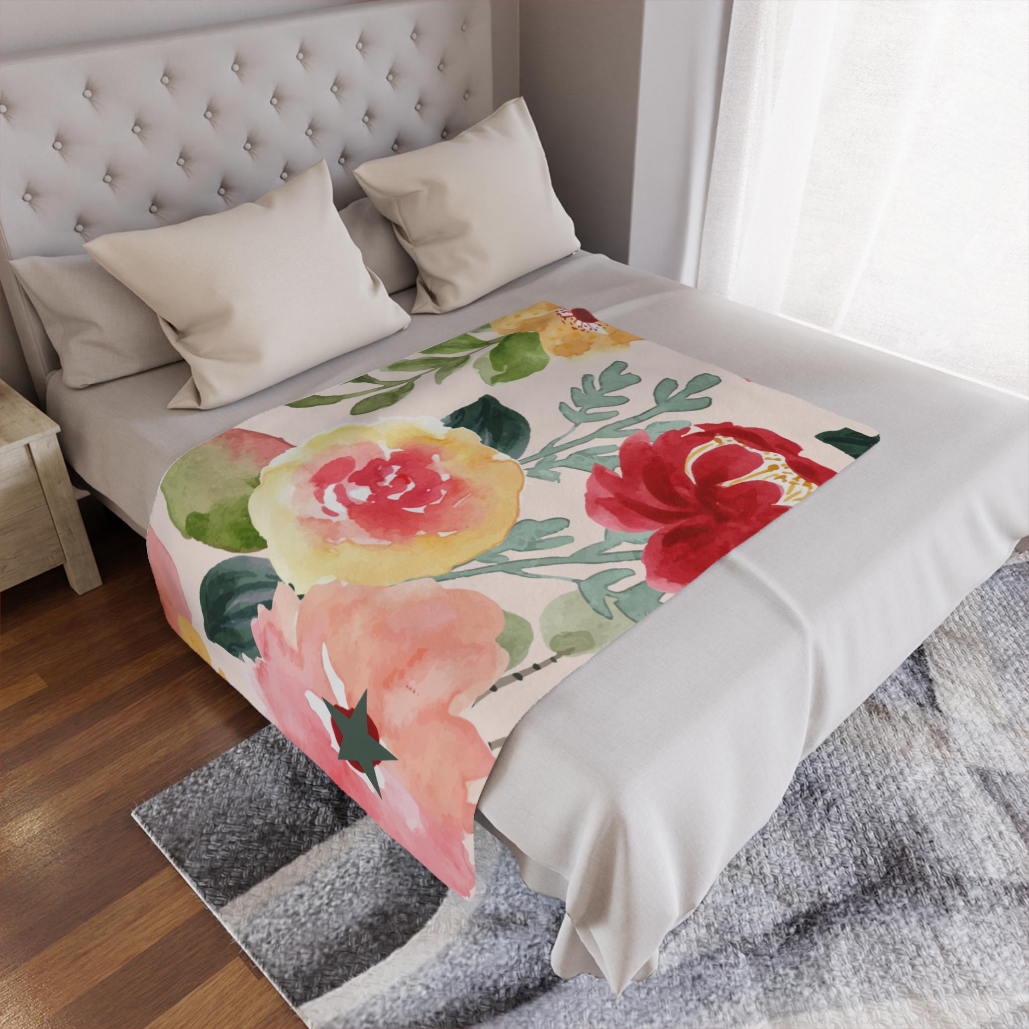 Floral Minky Blanket | Cozy Throw for Babies, Nursery Decor, Baby Shower Gift, Soft Floral Blanket, Mother's Day Present