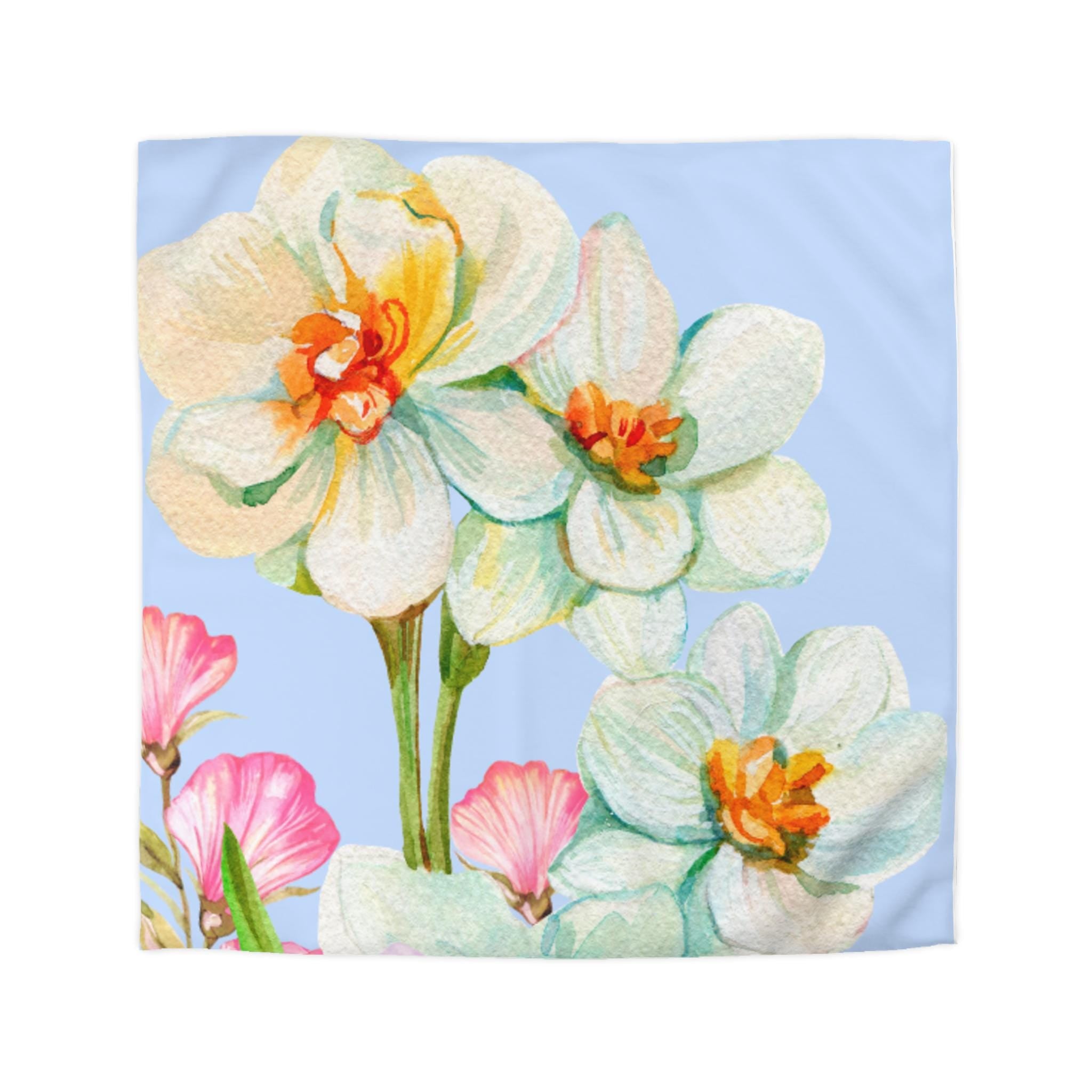 Floral Microfiber Duvet Cover, Bright Botanical Bedding, Spring Decor, Home Textile, Gift for Nature Lovers, Dorm Essentials